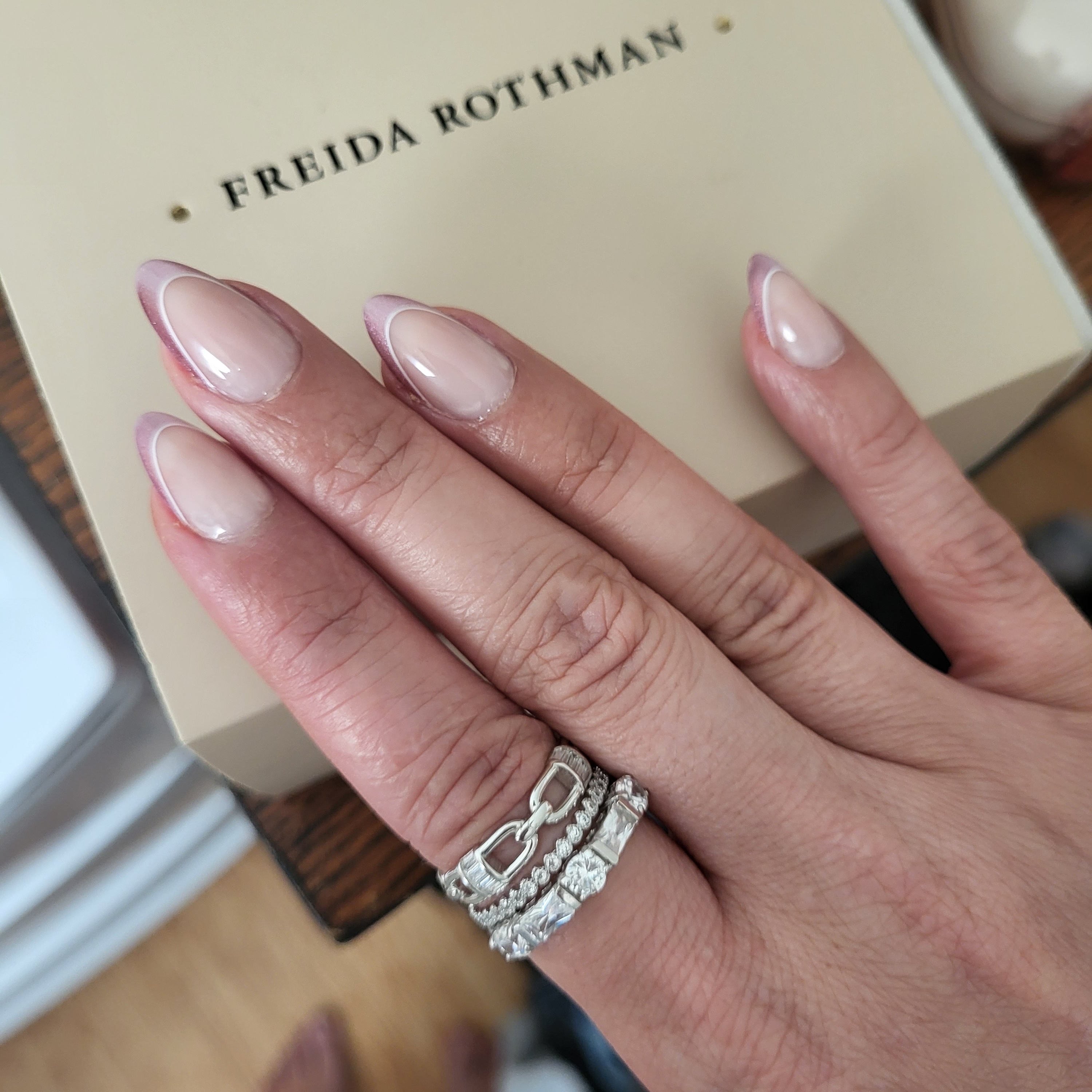 Silver Crystal Hoop And Baguette Ring Set - Freida Rothman Vault 65$